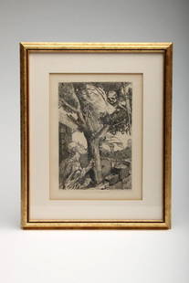 Alphonse Legros La Legende Du Bonhomme Misere Etching: Alphonse Legros (French, 1837-1911). Etching, c. 1876. Published by Alfred Cadart. Framed and matted. Sight: 10 in. H x 7.25 in. W, Frame: 14.75 in. H x 12 in. W x .5 in. D.