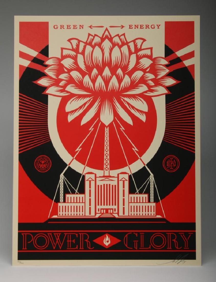 Shepard Fairey Green Power 2014 Screen Print 153/450: Green Power, 2014. Screen print. 18 x 24 in. 153/450. Signed, numbered and dated in pencil.