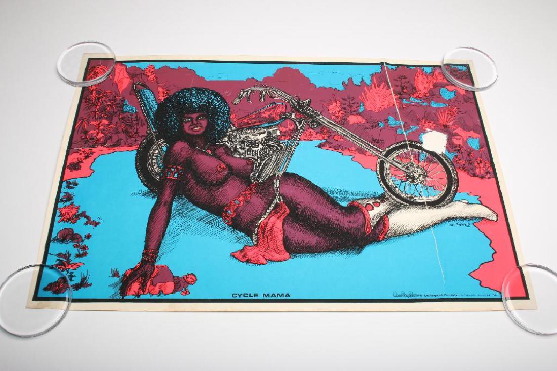 Vintage 1973 Geo Stowe Jr. Cycle Mama Blacklight Poster (1 of 6)