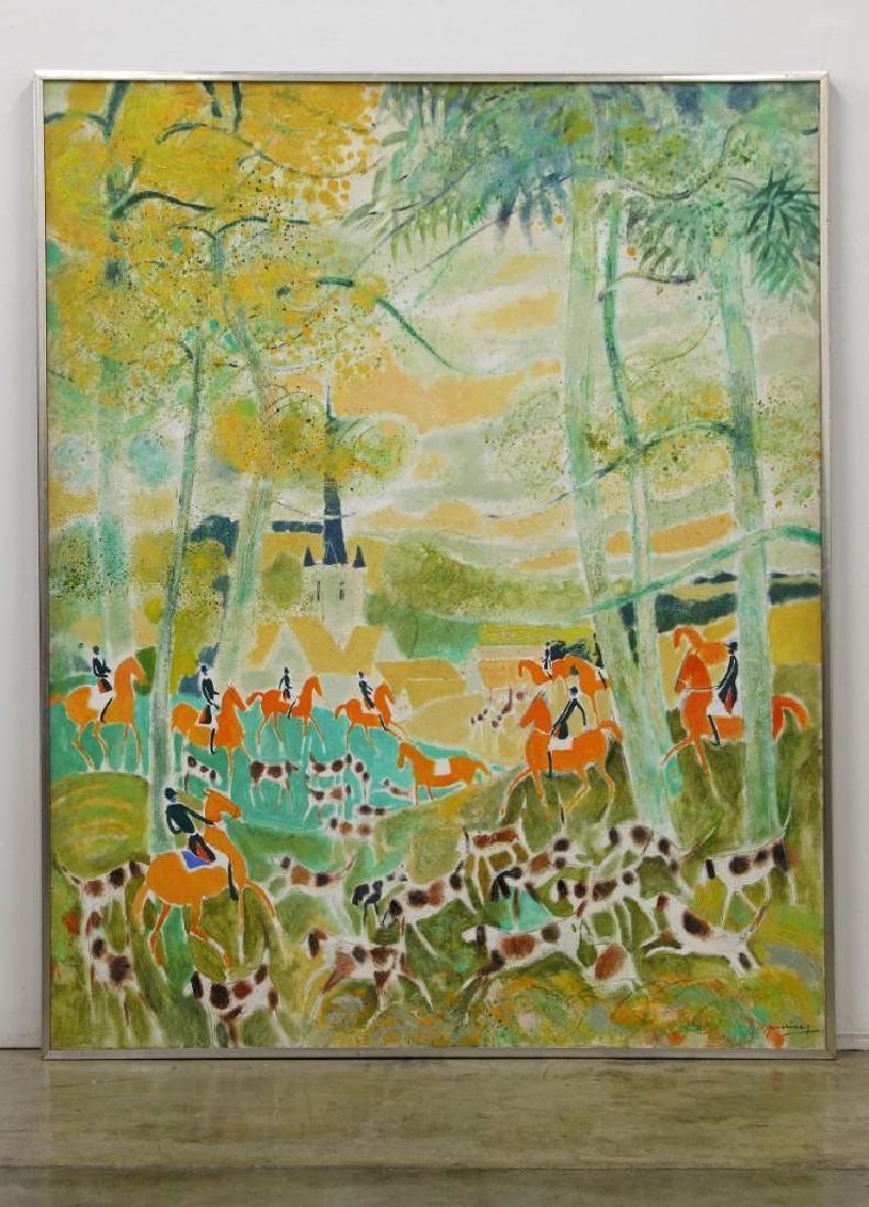 Claude Grosperrin Oil On Canvas: Claude Grosperrin (French, 1936-1977). Oil On Canvas. Signed lower right. Framed. 65 in H x 51.5 in. W.