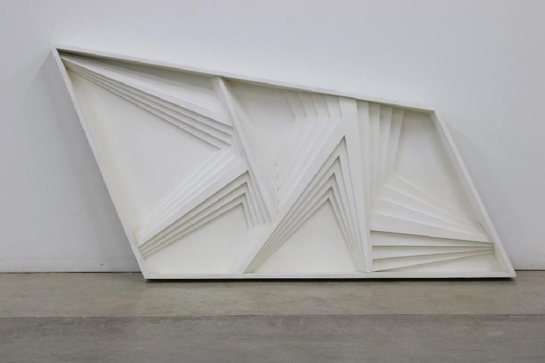 Lulaeni Rays II Wood Wall Sculpture: Lulaeni, 1987. Signed and dated on reverse. Approx. 34.75 in H x 81.5 in W x 5.25 in D.