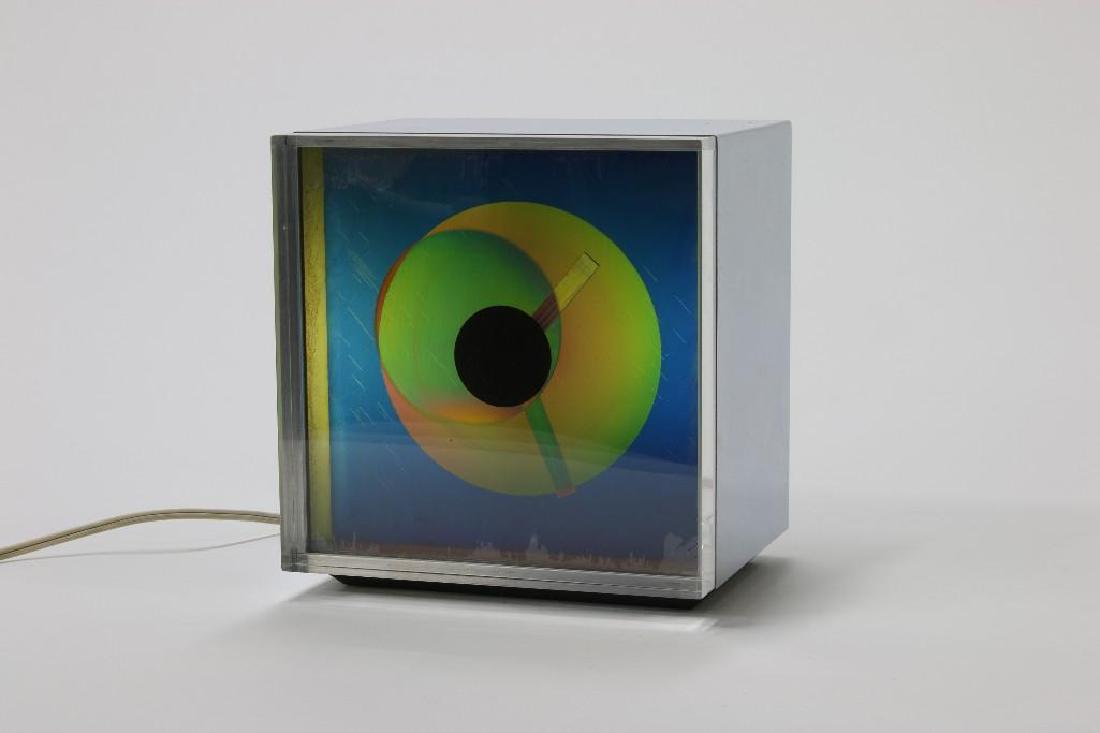 Prisma Clock 1976 KHA Inc.: Approx. 7.5 in H x 7 in W x 6 in D.