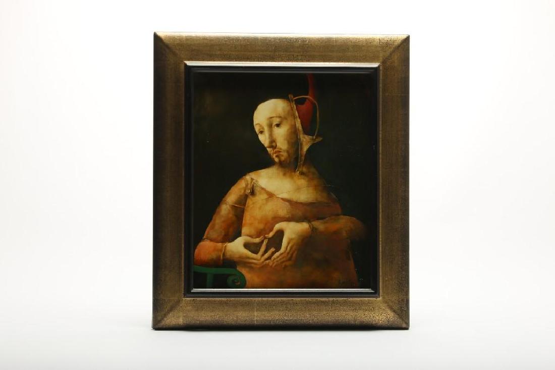 Georges Mazilu Portrait L'Homme 1994 Oil on Canvas: Georges Mazilu (born 1951) Portrait L'Homme 1994 Oil on Canvas. 18 in H x 15 in W