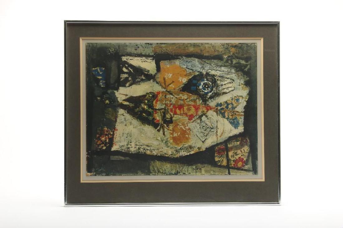 Antoni Clave (1913-2005) Deux Poissons Print: Label on reverse reads Deux Poissons Two Fish Galerie Anne Abels Cologne. Print 17.25 x 22.25 in. Frame 24.25 x 28.25 in.