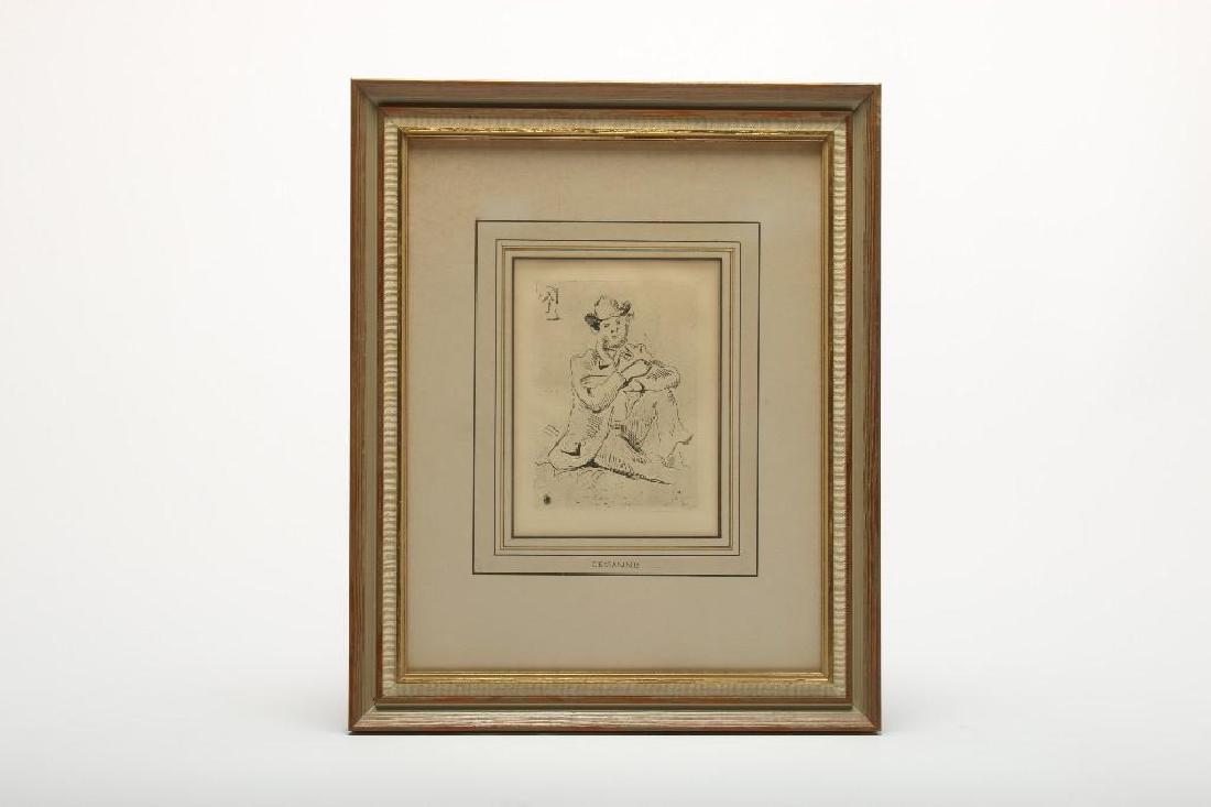 Paul Cezanne (1839-1906) Etching: Portrait of Guillaumin with a Hanging Man, Original etching. Catalogue reference: Salomon 2. Executed in 1873, this is a portrait of the impressionist artist Armand Guillaumin. Plate size approx. 6.2 