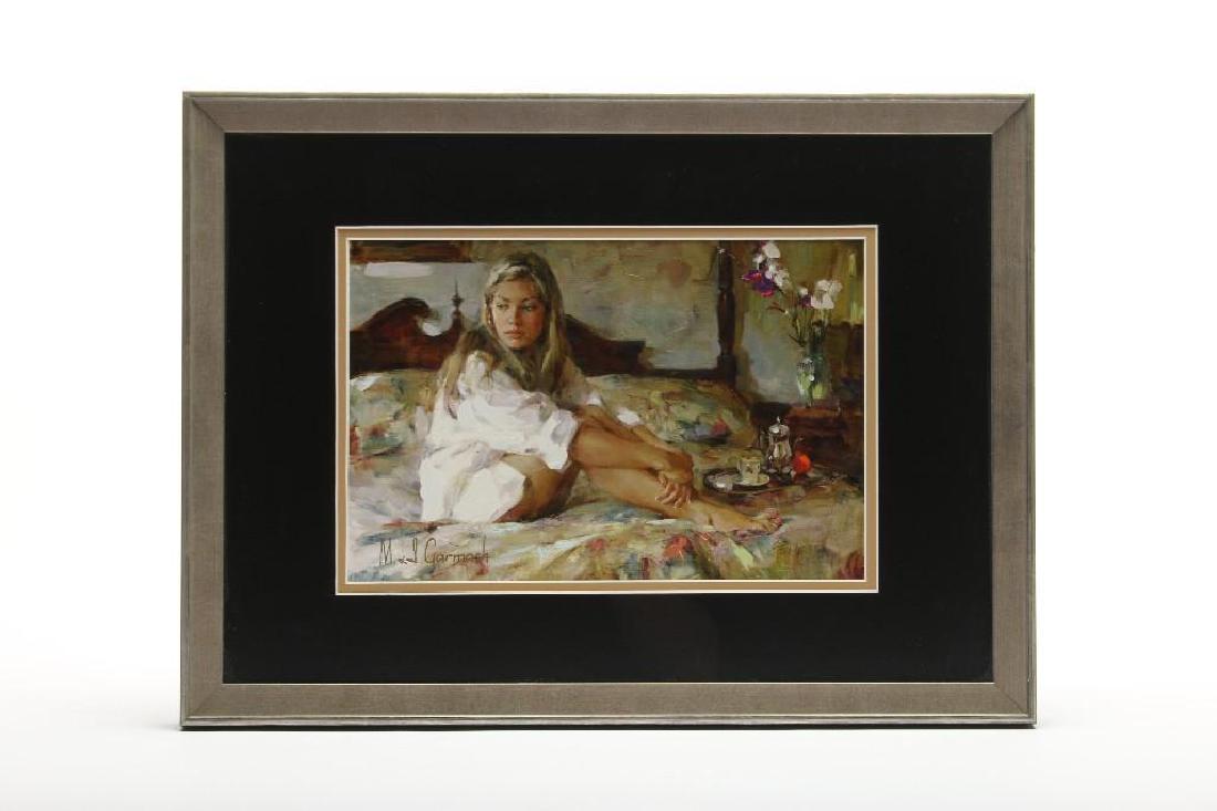 Michael and Inessa Garmash Giclee Morning Grace 51/295: Embellished Giclee on Canvas, 2008. Limited edition print include Certificate of Authenticity. Approximate size 12 in 8 in. Framed.