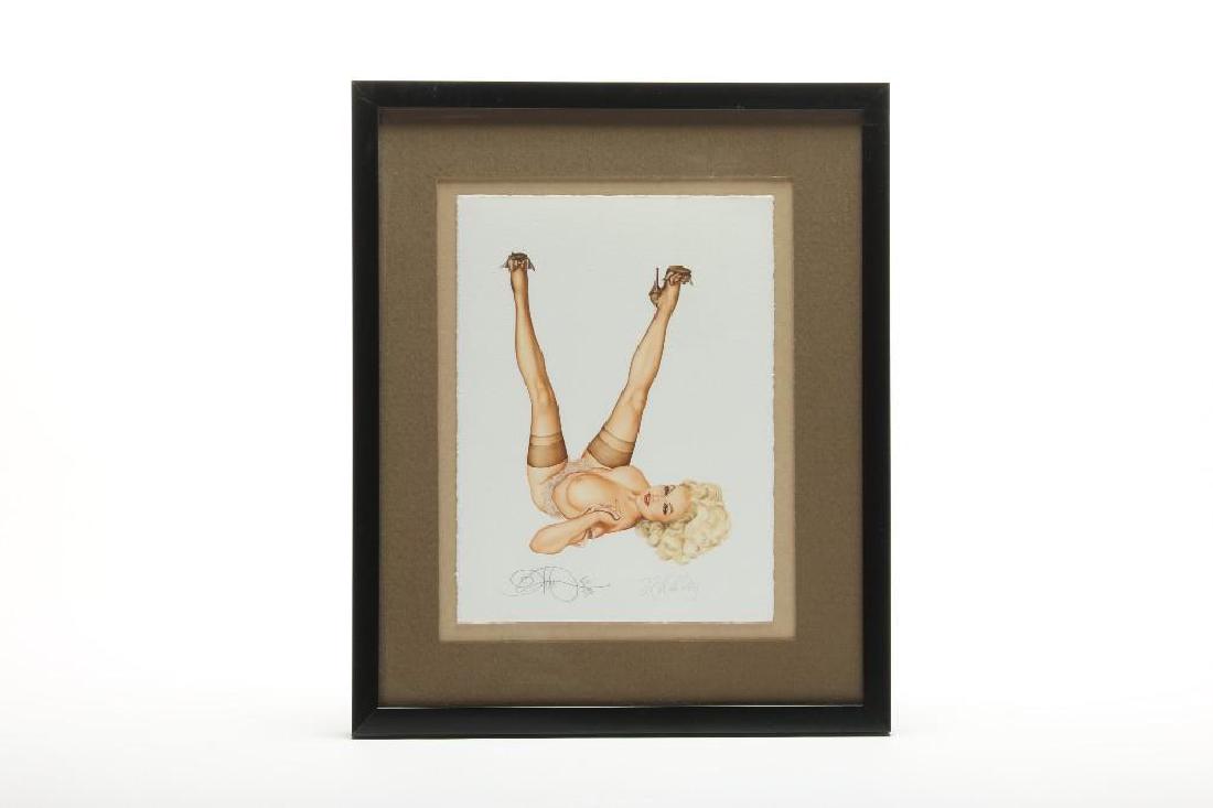 Olivia De Berardinis Dual Signed Rhonda Ridley Print: Approx. 11.5 x 9 in. Matted and framed. Signed by both artist and model.