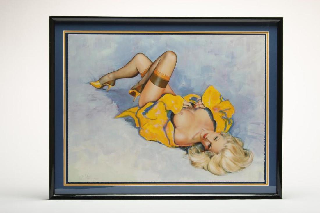 Olivia De Berardinis Golden Slippers Dual Signed Print: Giclee on Paper, circa 1990. Framed. Includes Certificate of Authenticity. Robert Bane Editions. Approximate image size 22 in x 32 in.