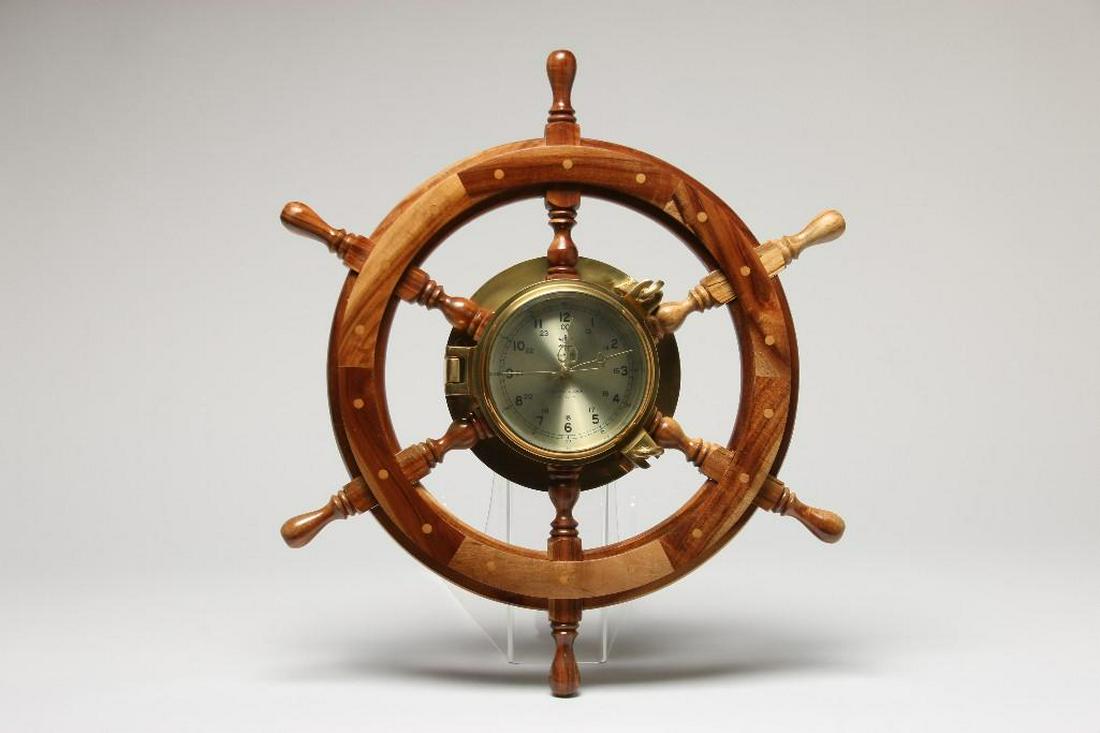 Vintage Brasson Quartz Ship's Clock, Made in USA: Measures 24 in Dia x 3 in D.