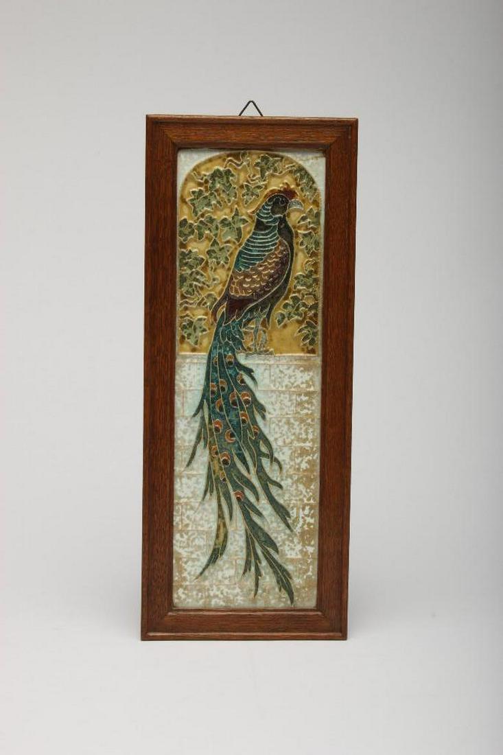 Vintage Delft Peacock Tile: Approx. 12.5 in x 4.25 in.