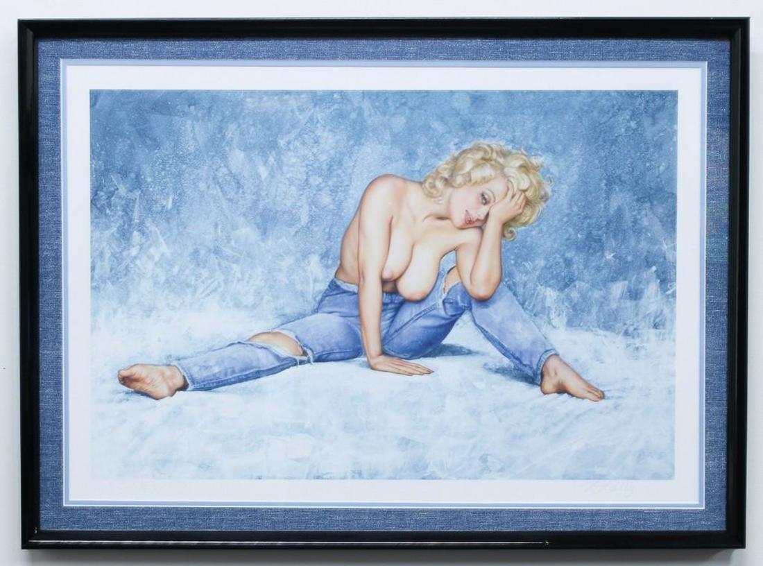 Olivia De Berardinis Dual Signed Rhonda Ridley Giclee: Titled "Honey Dew," Circa 1990. Giclee print on archival paper. Image size approx. 32in x 22 in. Includes Certificate of Authenticity.