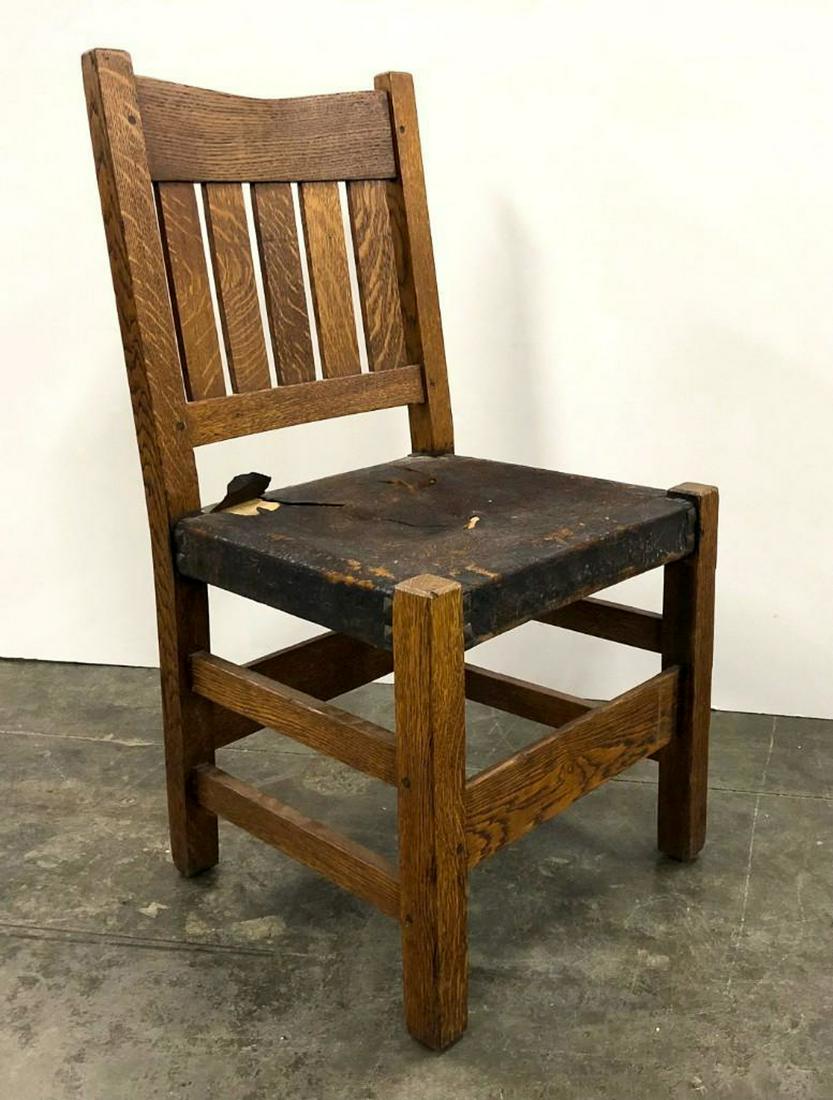 Gustav Stickley Arts & Crafts Mission Oak Chair: Approx. 36 in H x 17 in W x 17 in D.