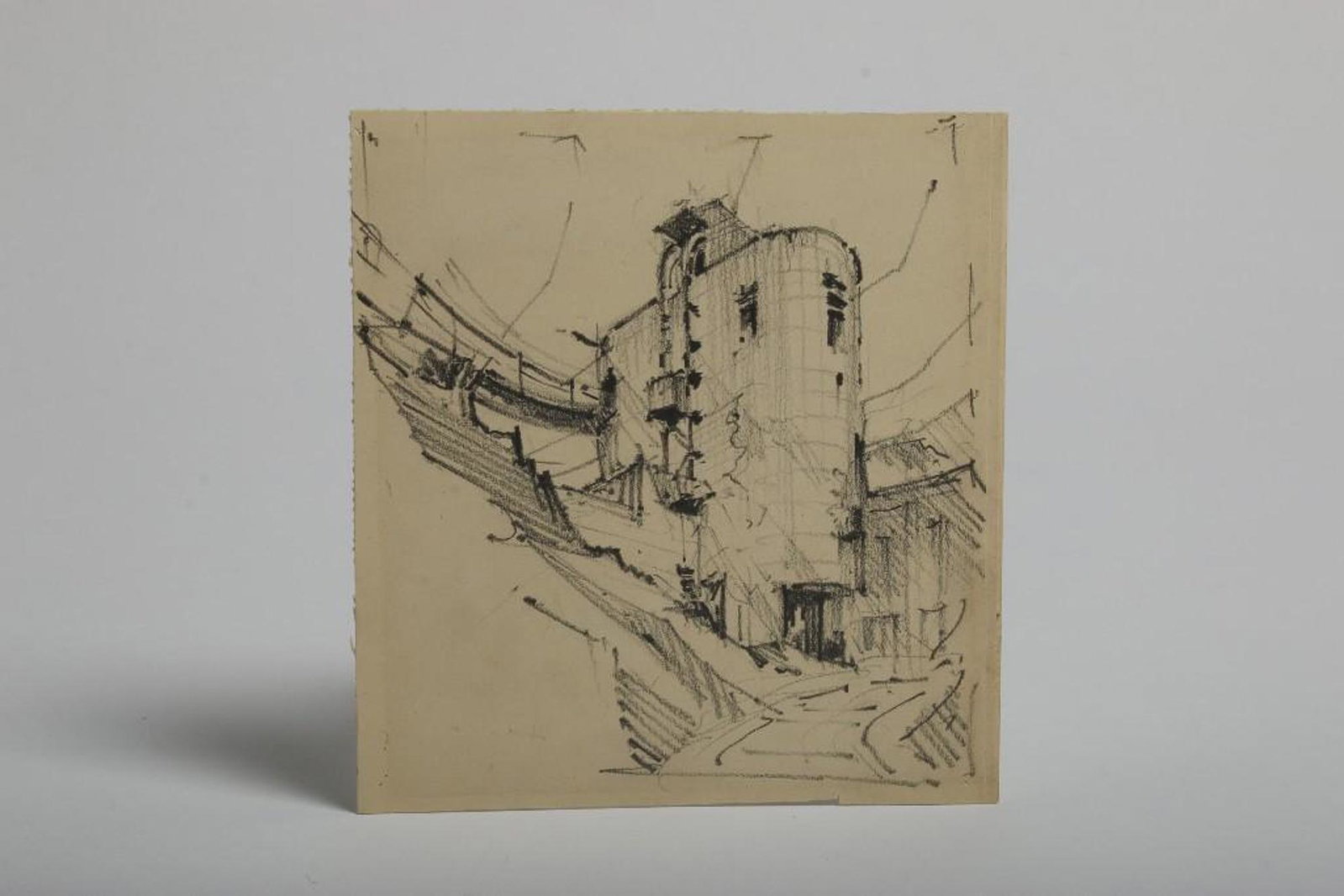 Eero Saarinen (1910-1961) Pencil Drawing on Paper: Approx. dimensions: 5.75 in H x 5.25 in W.