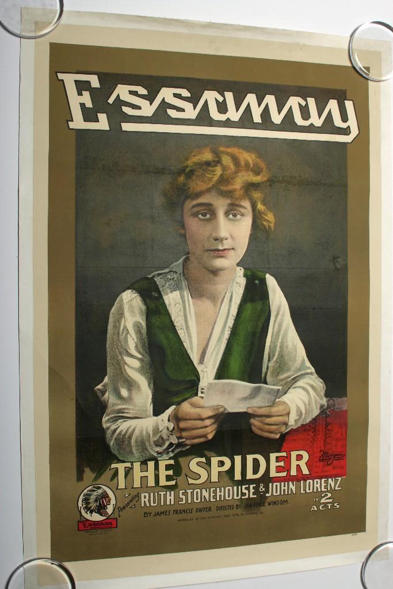 Essanay The Spider Linen Mounted Silent Movie Poster (1 of 1)