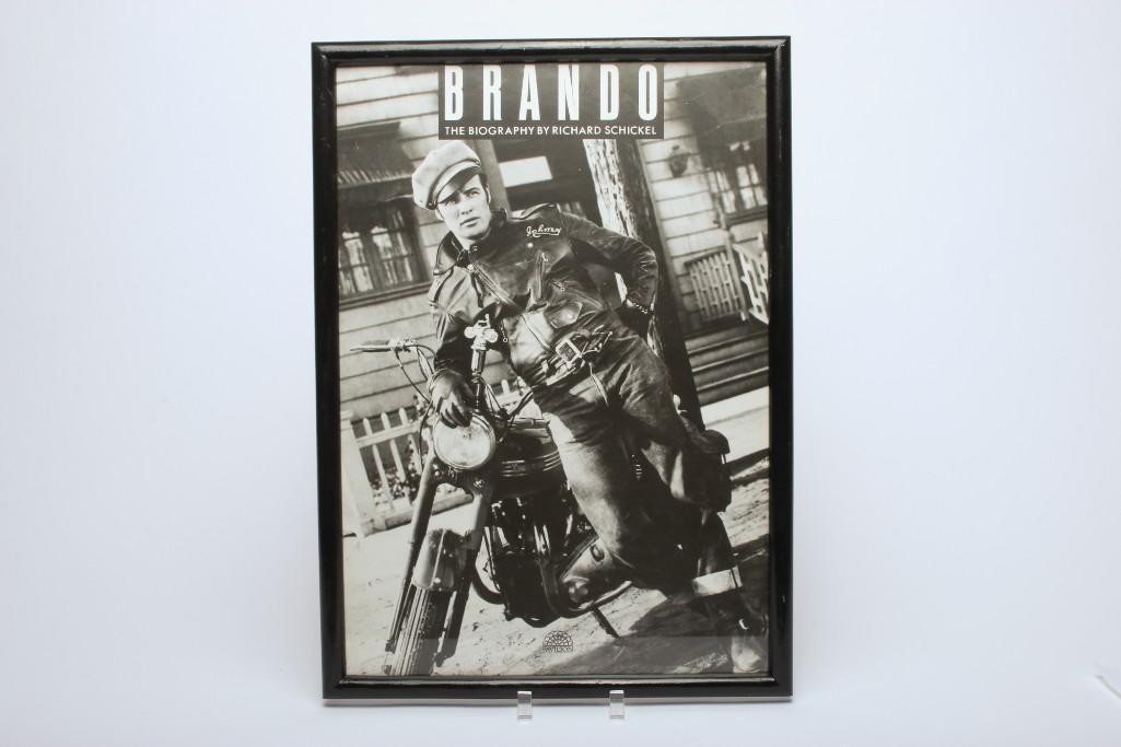 1990 Poster Marlon Brando Biography by Richard Schickel: 1990 Pavilion Poster for Marlon Brando Biography by Richard Schickel. Approx. dimensions: overall: 25 in H x 18 in W; visible: 23 in H x 16 in W. Weight: 4 lbs 6 oz. From the Estate of Film Critic and