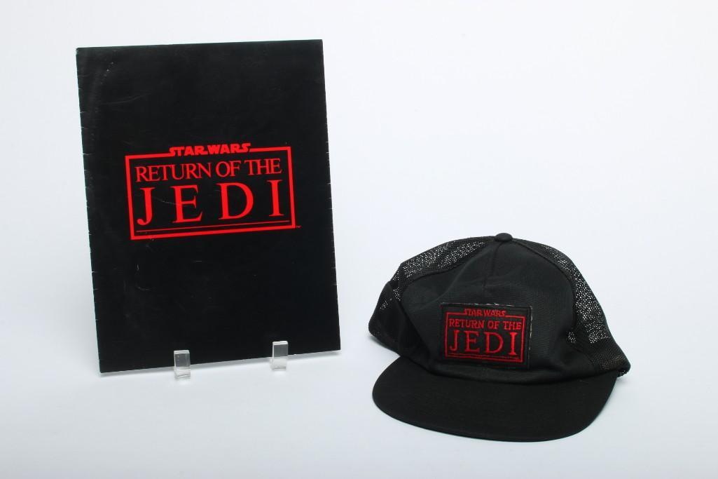 Star Wars: Return of the Jedi (1983) Hat, Promotionals: Star Wars: Return of the Jedi (1983) Original Hat and Promotional Credits Booklet Approx dimensions: hat: 5 in H; booklet: 11 in H x 8.5 in W. From the 20th Century Fox Production of Star Wars: Return