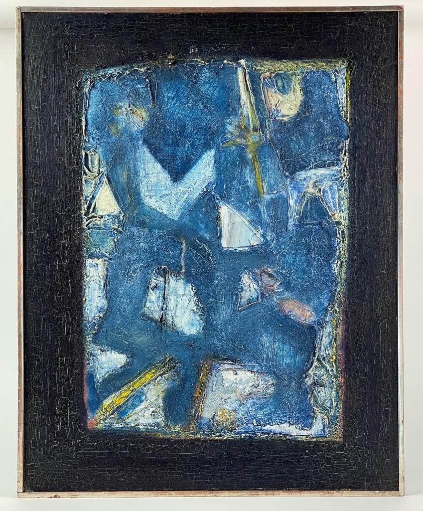 Arthur Secunda (b. 1927) Oil on Canvas, Abstract, 1963: Approx. dimensions: 29 in H x 22.75 in W. Weight: 4 lbs 13 oz.