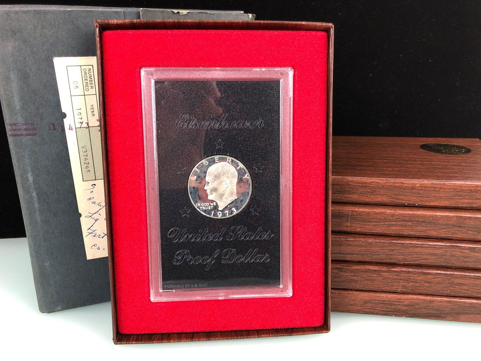 Lot of 5 1973 Eisenhower Proof Dollars W/Shipping Box (1 of 1)