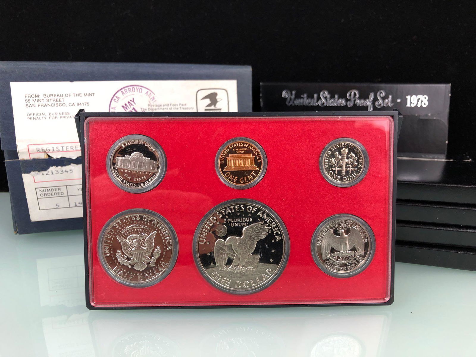 Lot of 5 1978 US Proof Set Black Box w/Shipping Box (1 of 4)