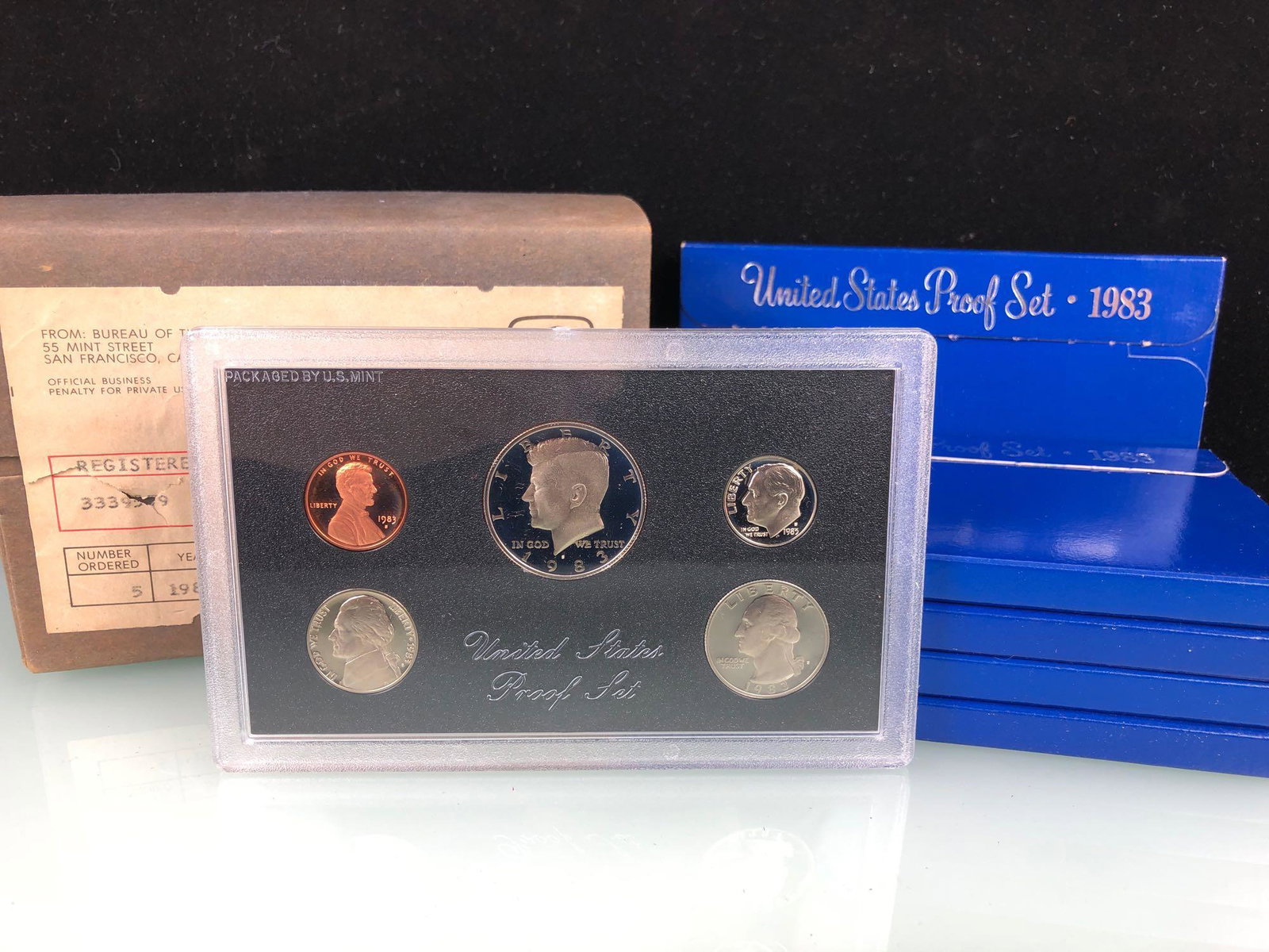 Lot of 5 1983 US Proof Set Blue Box w/Shipping Box (1 of 2)