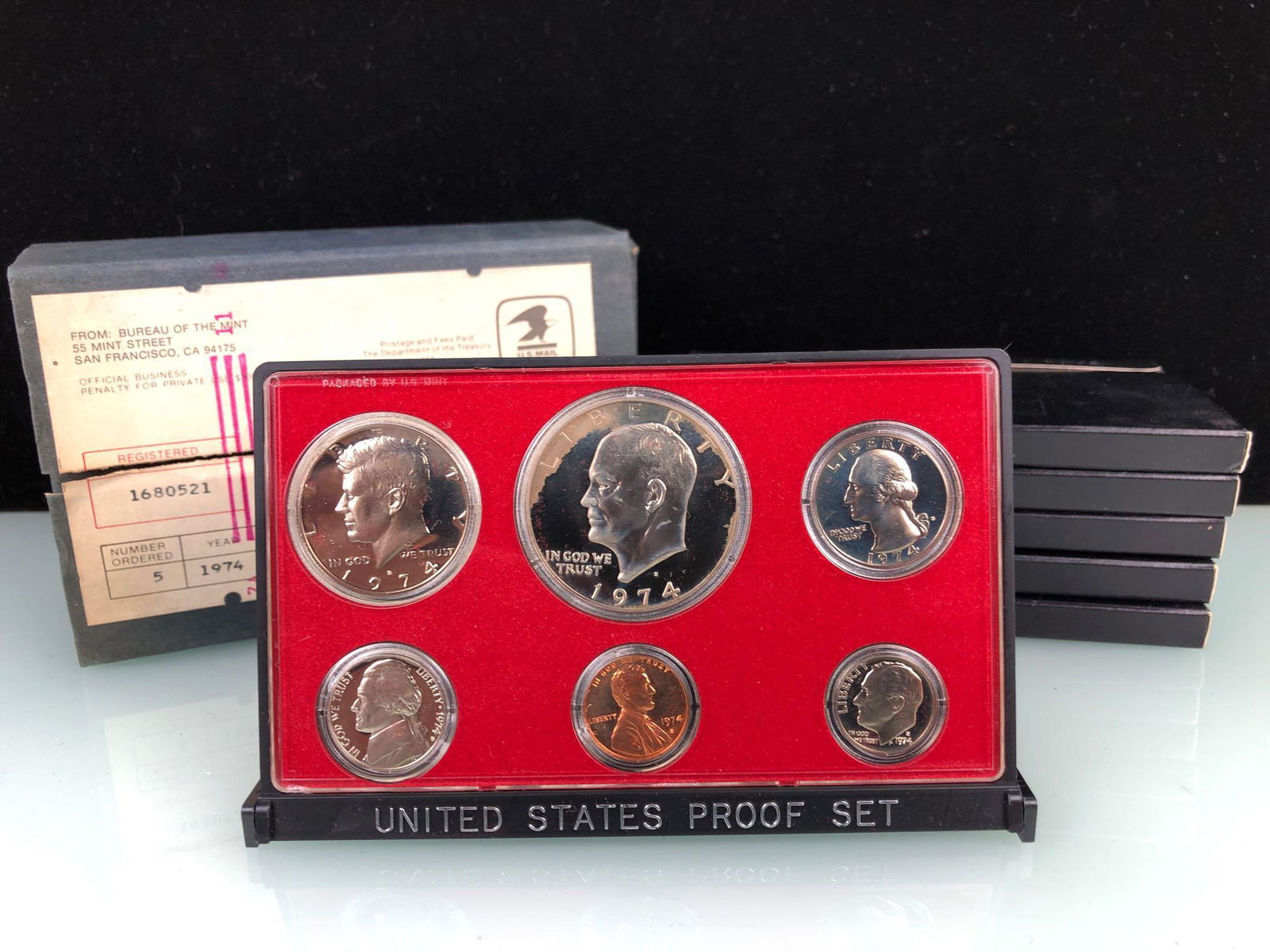 Lot of 5 1974 US Proof Set Black Box w/Original (1 of 2)