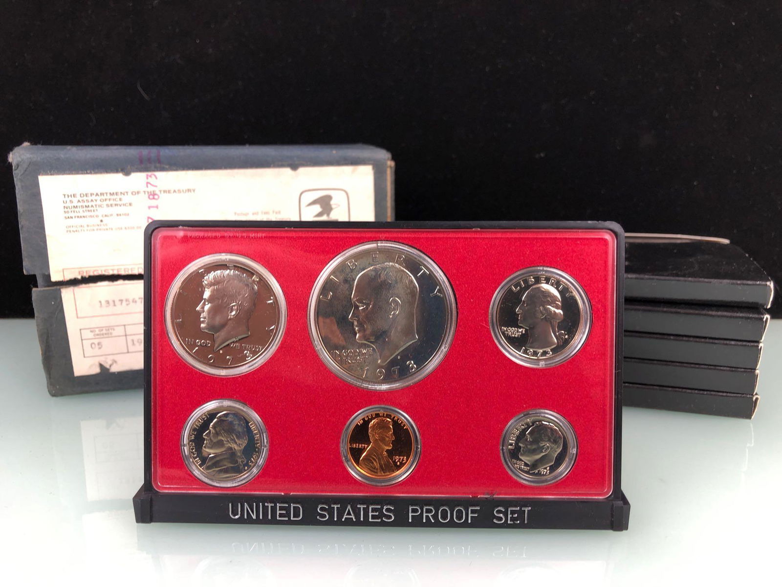 Lot of 5 1973 US Proof Set Black Box w/Original (1 of 2)