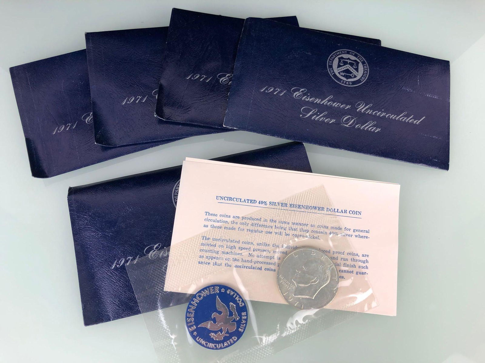 Lot of 5 1971 Eisenhower Silver Dollar Uncirculated (1 of 2)