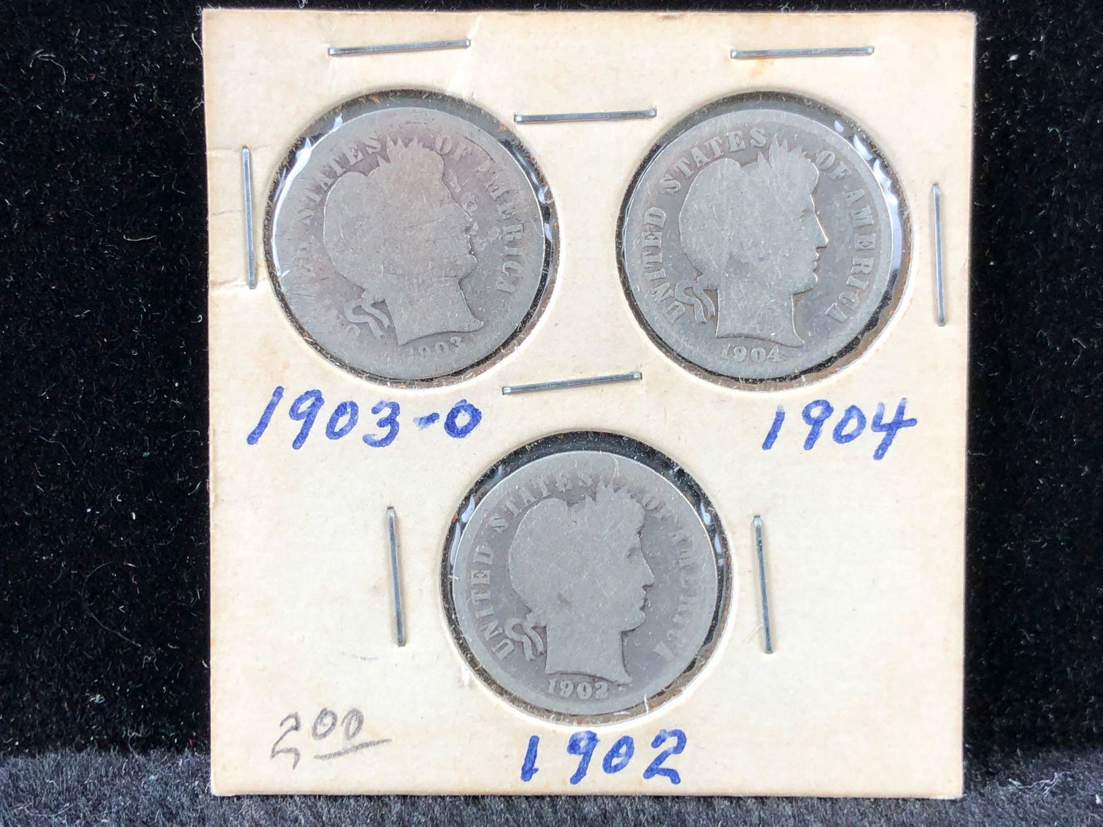 1902, 1903-O, 1904 Barber Dimes (1 of 2)