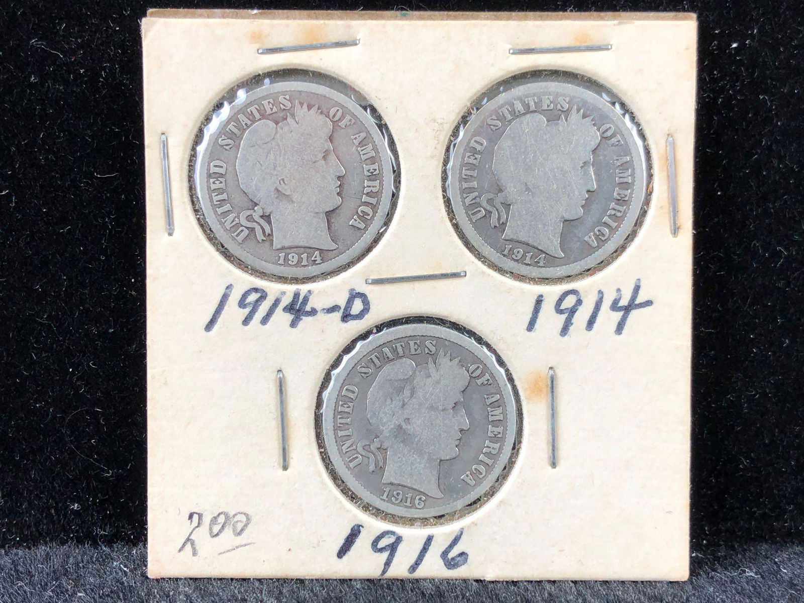1914-D, 1914, 1916 Barber Dimes (1 of 2)