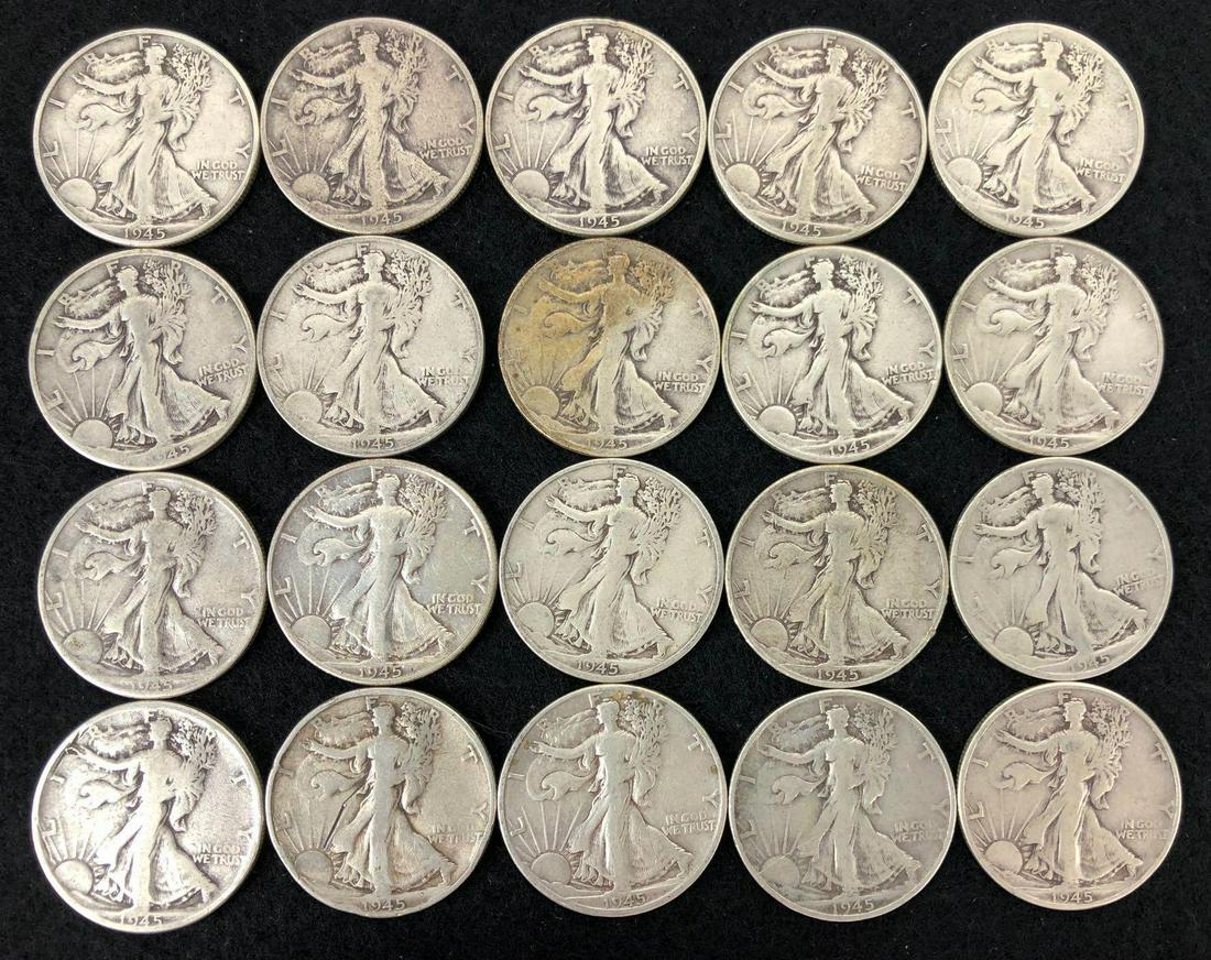 (20) 1945 Walking Liberty Half Dollar Silver Coins (1 of 2)