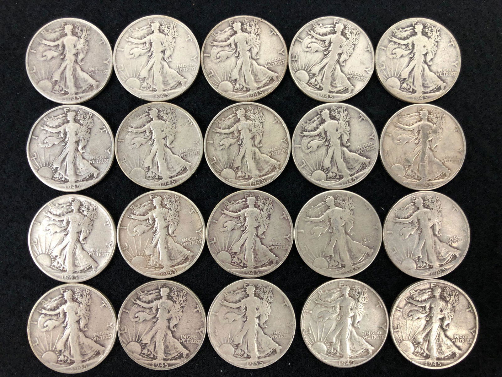 (20) 1945 Walking Liberty Half Dollar Silver Coins (1 of 2)