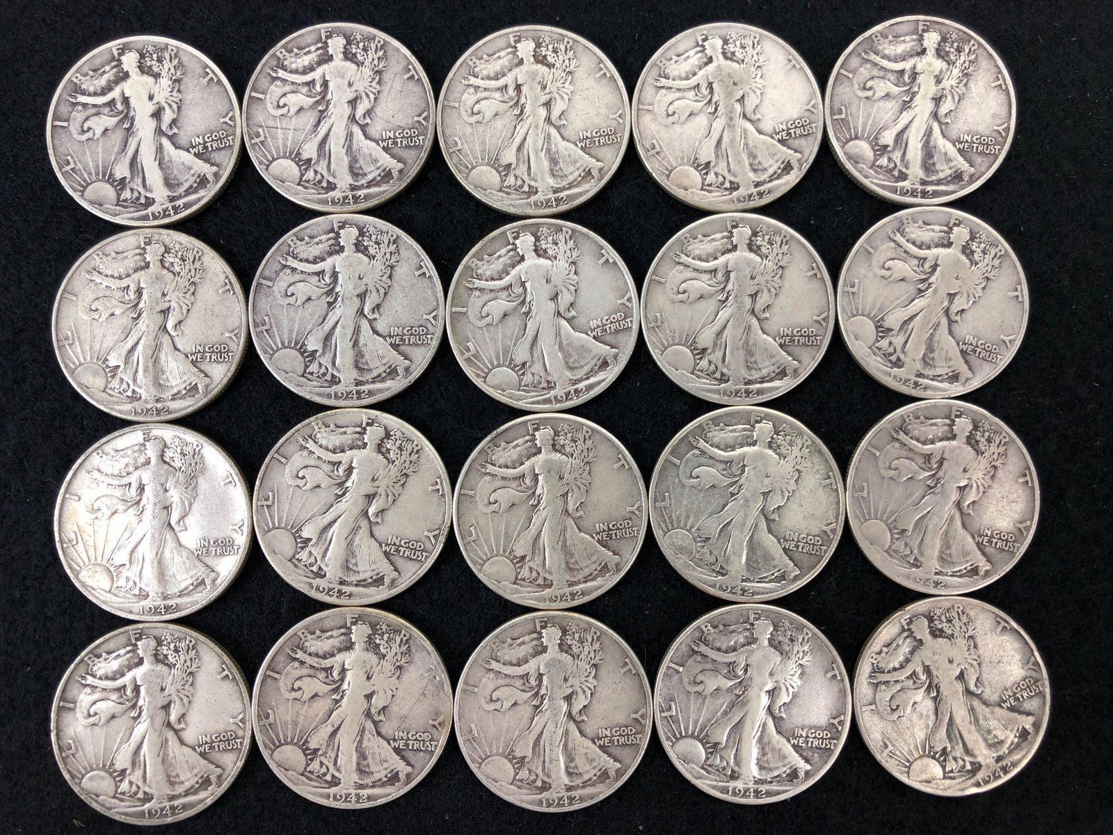 (20) 1942 Walking Liberty Half Dollar Silver Coins (1 of 2)
