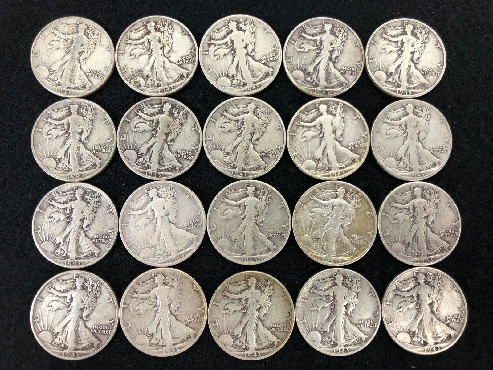 (20) 1943 Walking Liberty Half Dollar Silver Coins (1 of 2)