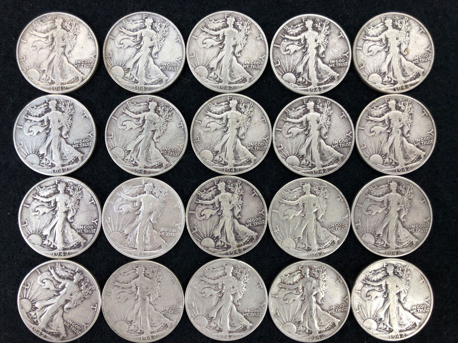 (20) 1942 Walking Liberty Half Dollar Silver Coins (1 of 2)