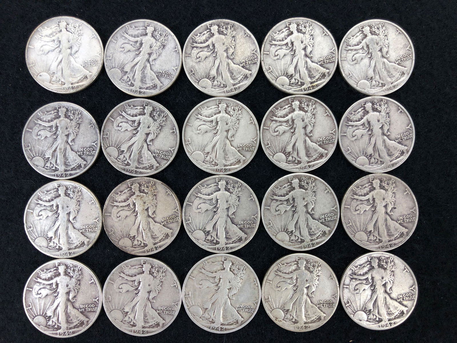 (20) 1942 Walking Liberty Half Dollar Silver Coins (1 of 2)