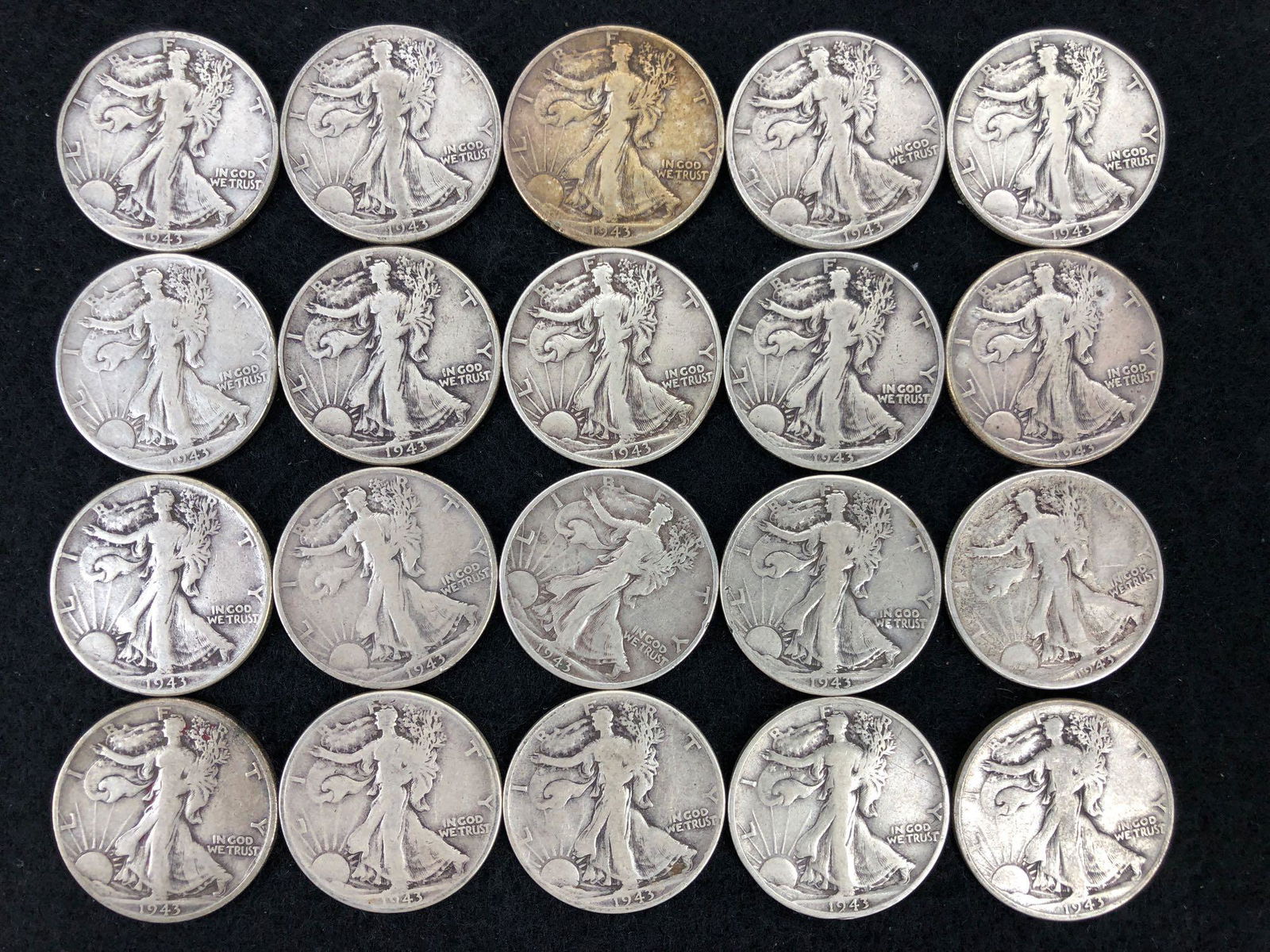 (20) 1943 Walking Liberty Half Dollar Silver Coins (1 of 2)