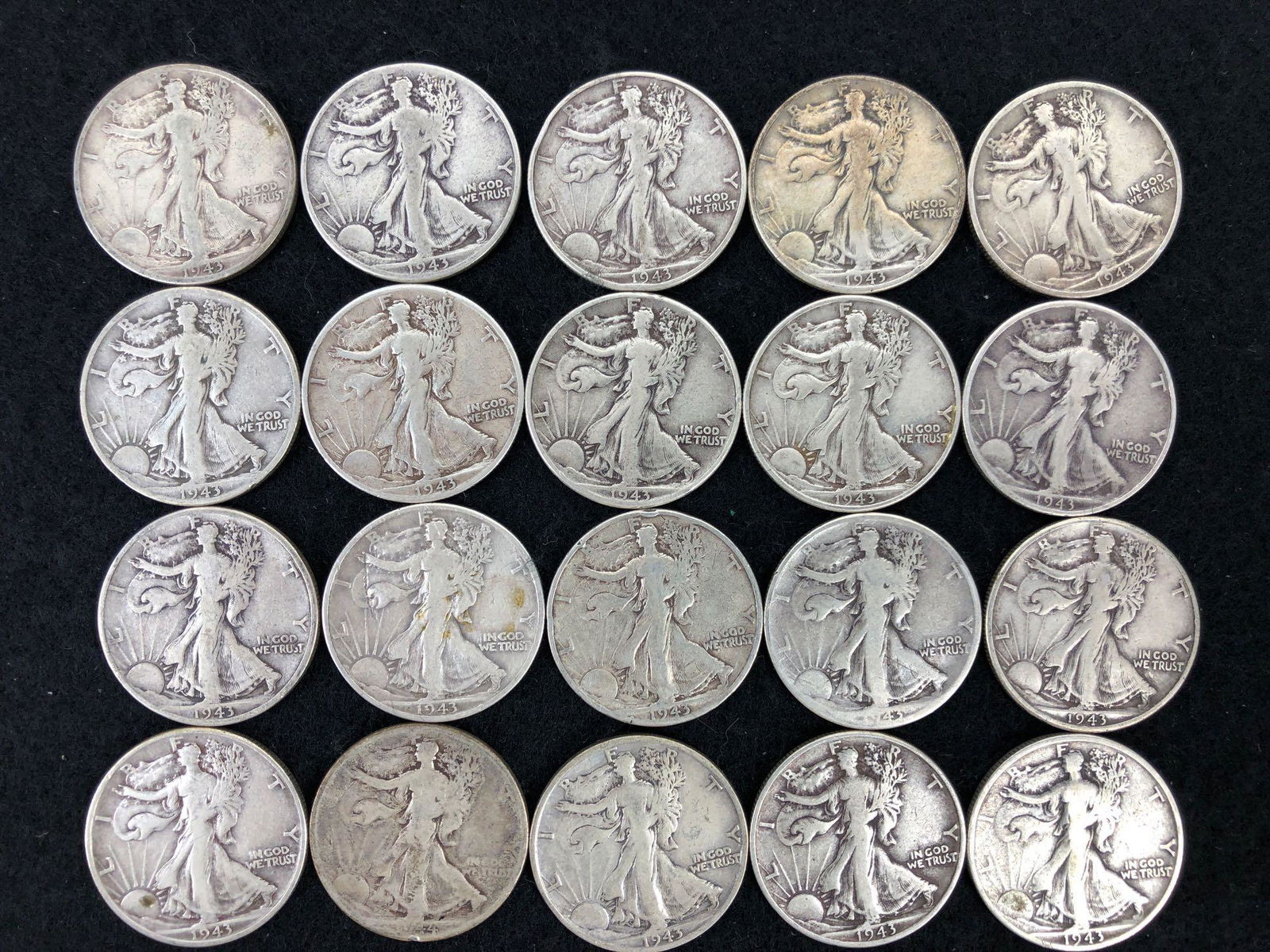 (20) 1943 Walking Liberty Half Dollar Silver Coins (1 of 2)
