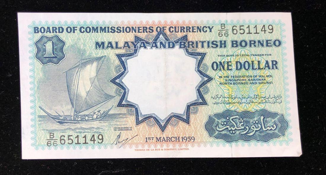 1959 Malaya and British Borneo $1 Dollar Banknote (1 of 2)