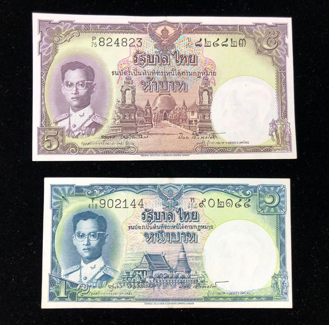 Lot of 2 Circa 1940s-1950s Thailand 1, 5 Baht Banknotes: Whether you are a seasoned collector or new to numismatics, there is something here for you! This auction includes over 1000 lots that have been in storage and untouched for 40 years. All coins are so