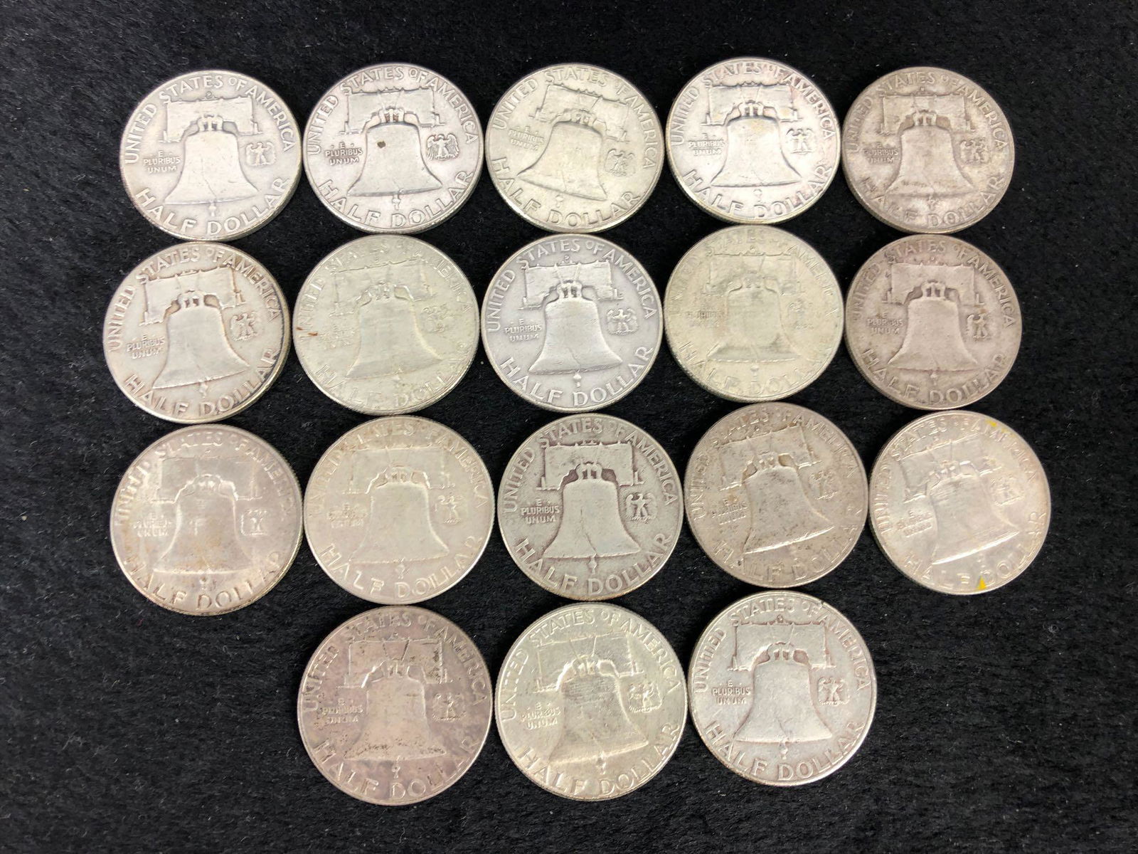 Lot of 18 1948-1963 Franklin Half Dollars (1 of 2)