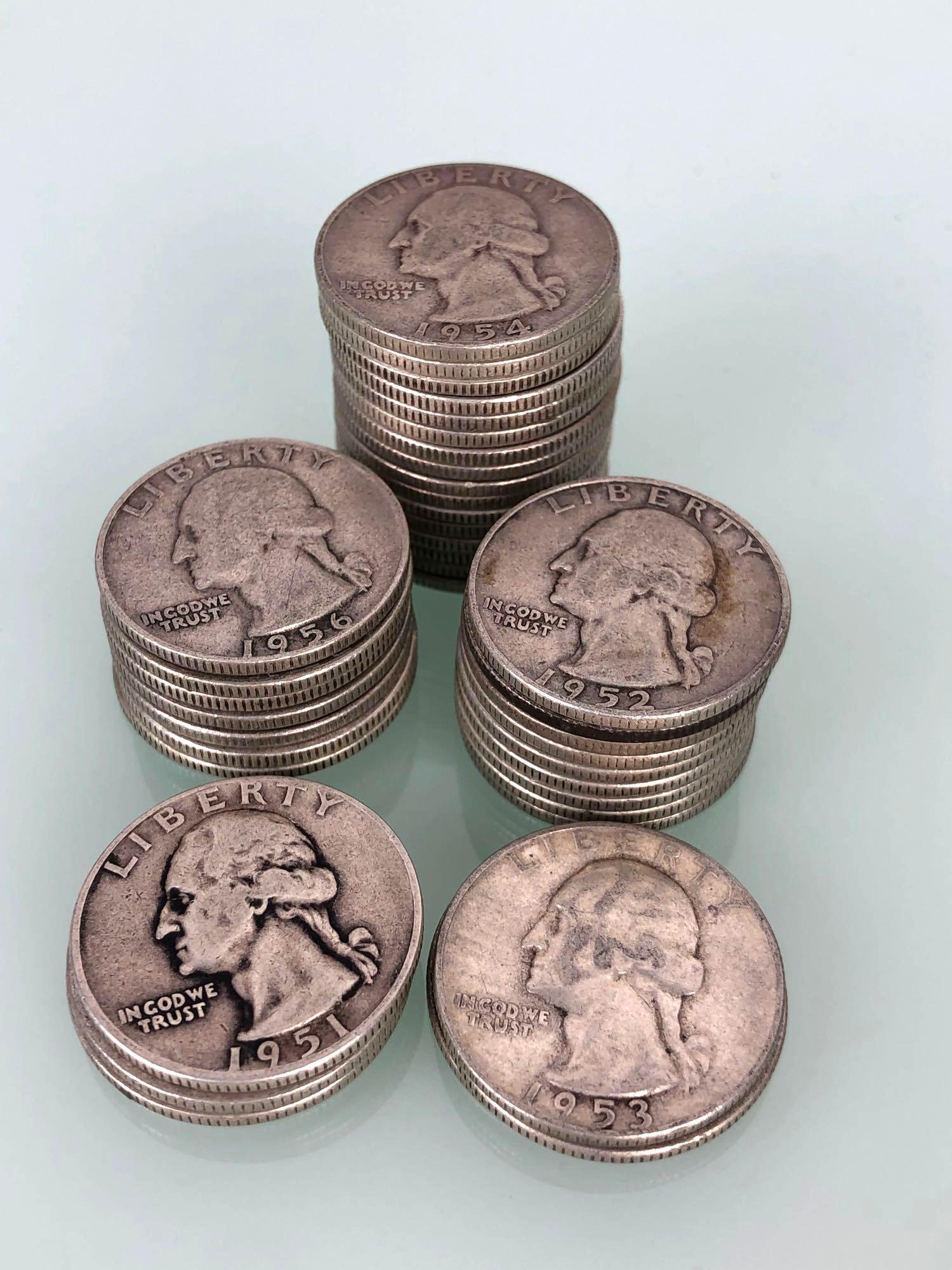 (40) One Roll 1951-1957 Washington Quarters (1 of 1)