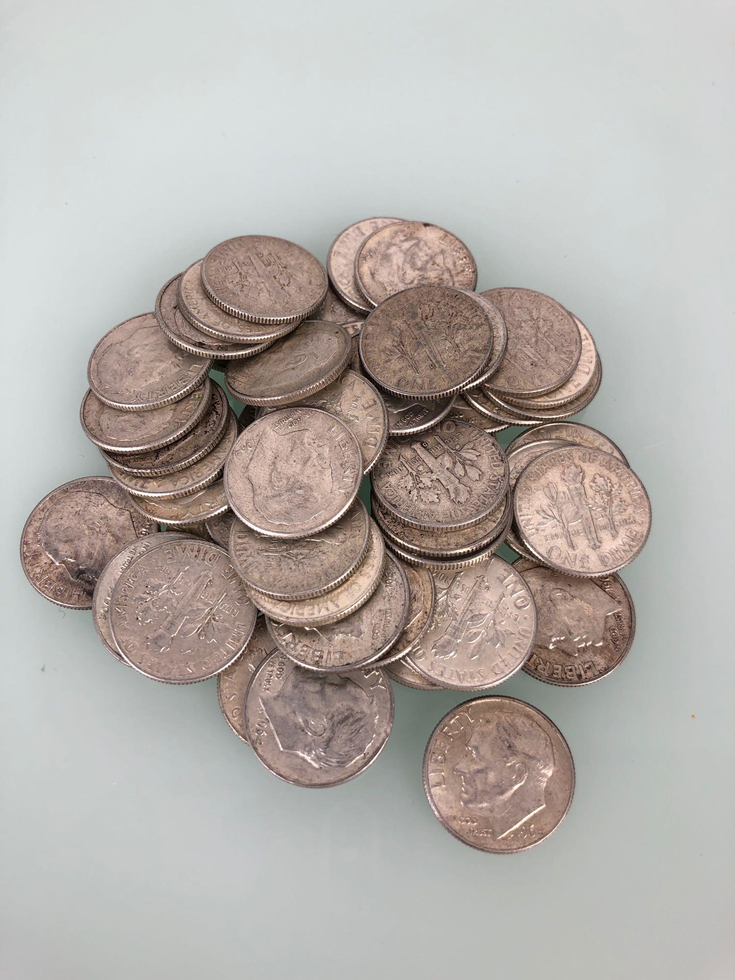 (50) One Roll 1964 Dimes (1 of 1)