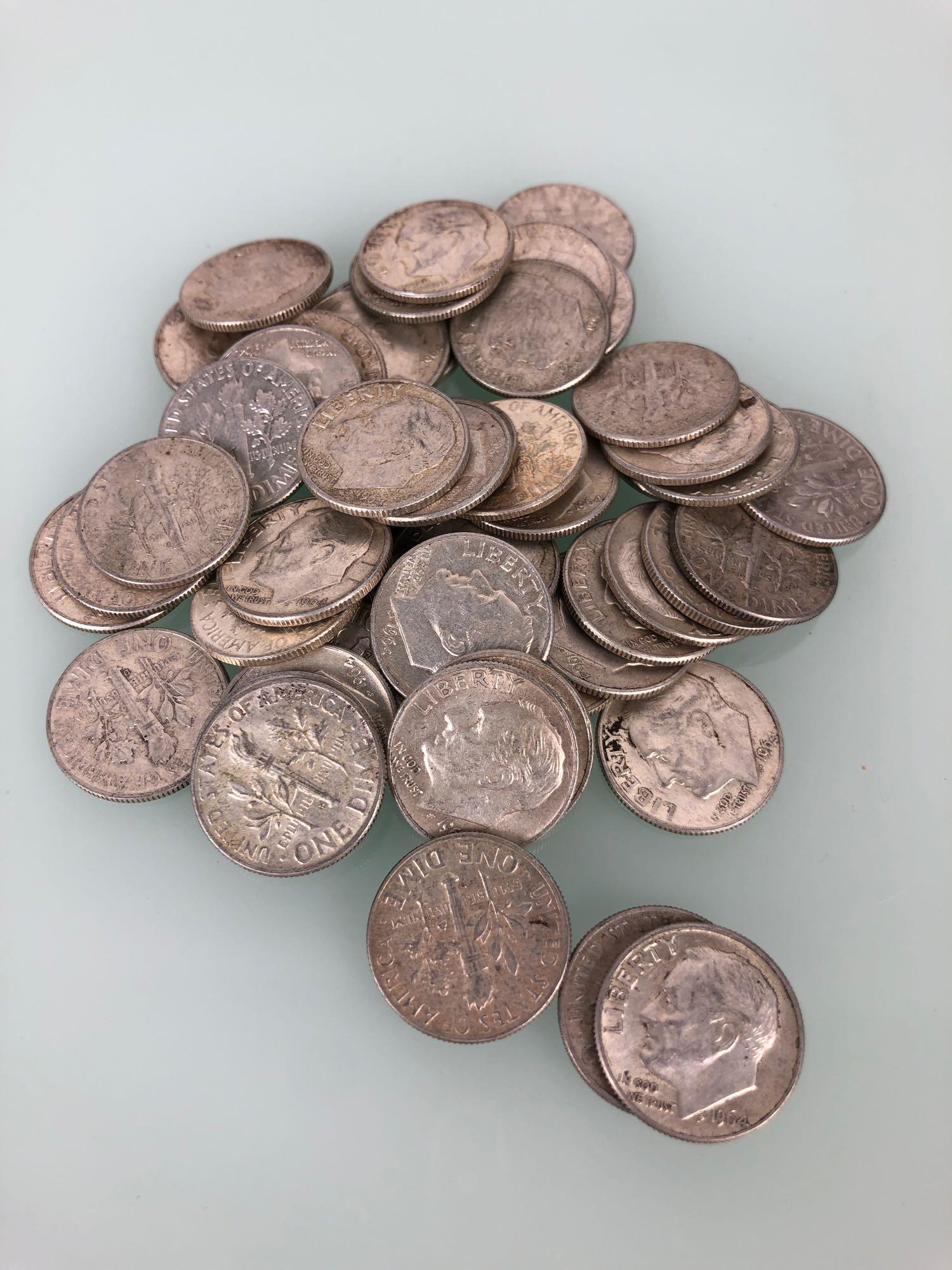 (50 One Roll 1964 Dimes (1 of 1)