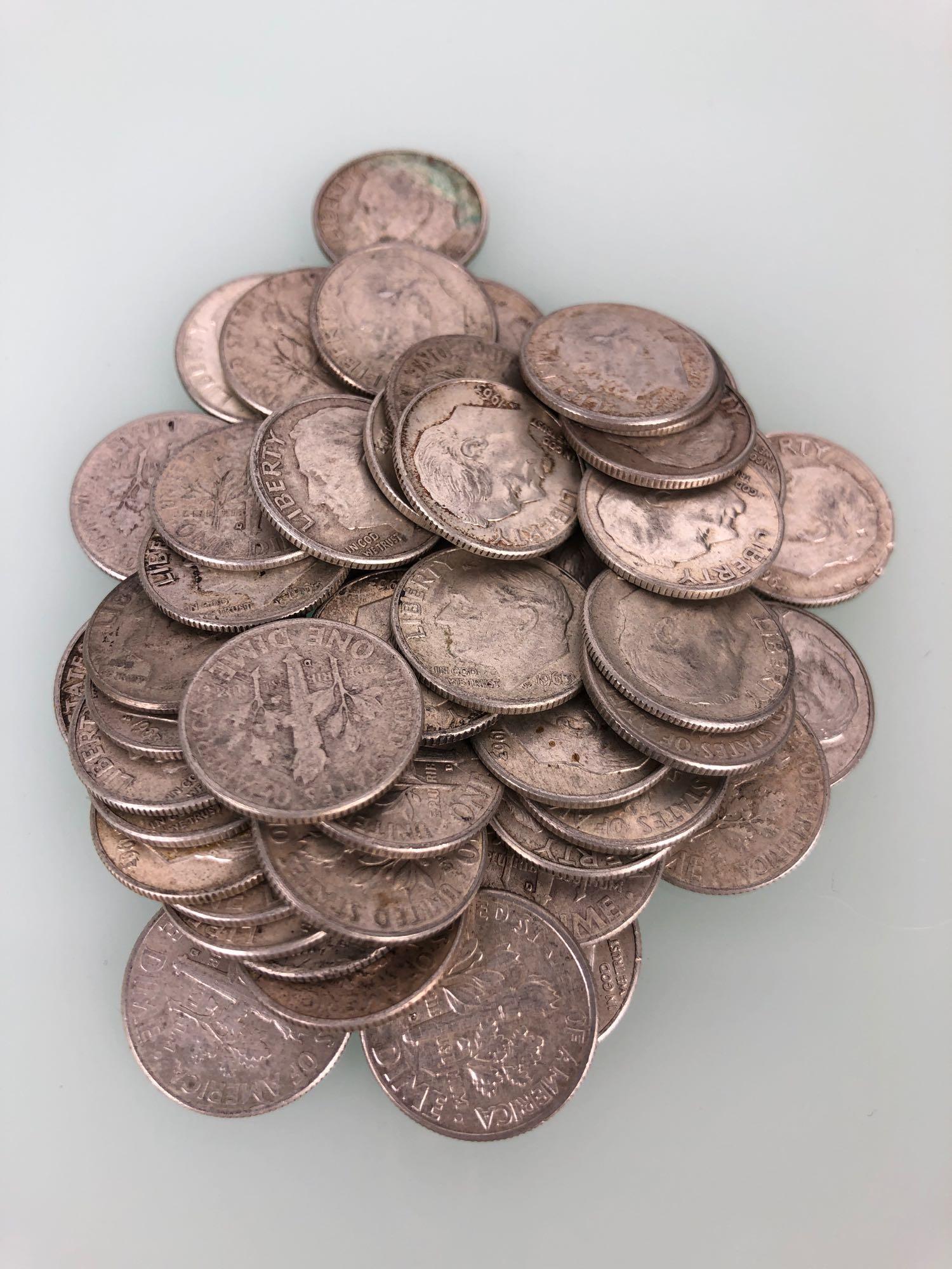 (50) One Roll 1962-1963 Dimes (1 of 1)