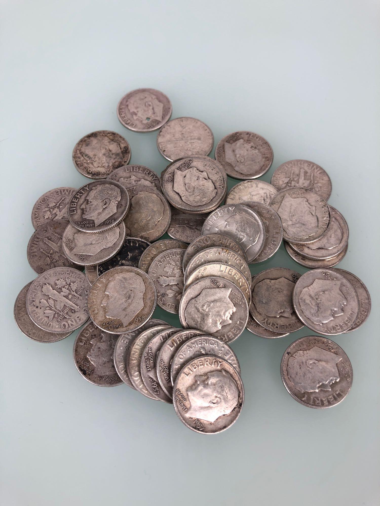 (50) One Roll 1956-1959 Dimes (1 of 1)