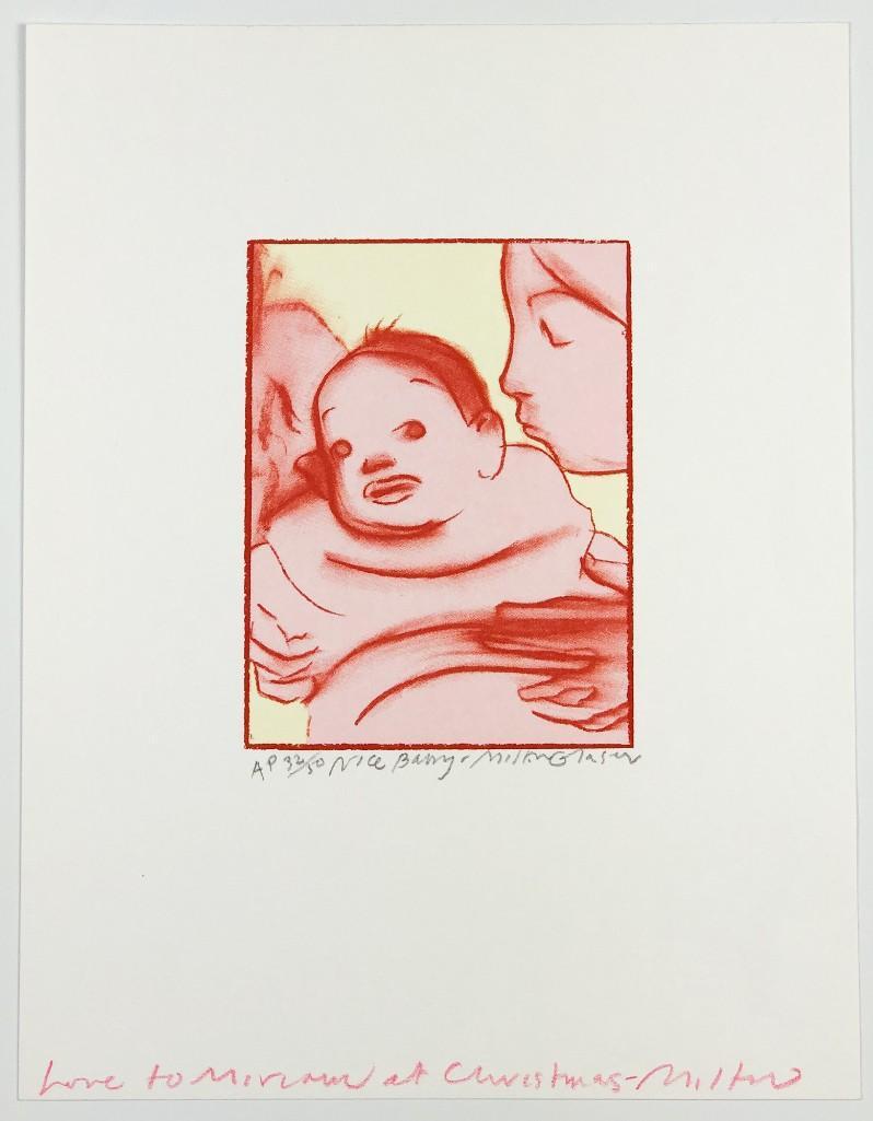 Milton Glaser (b. 1929) Signed Litho AP 32/50 Nice Baby: Titled "Nice Baby". Paper approx. 11 in x 8.5 in. Signed and numbered by artist. Inscribed "Love to Miriam at Christmas - Milton"