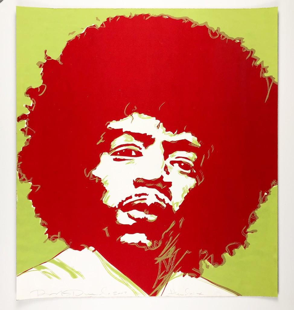 Richard Duardo (1952-2014) Jimi Hendrix Serigraph 2003: Approx. 24.25" H x 21.5" W. Duardo was a master art printer and a co-founder of Centro de Arte Publico, along with Guillermo Bejarano and Carlos Almaraz. He first met Almaraz at Self Help Graphics in