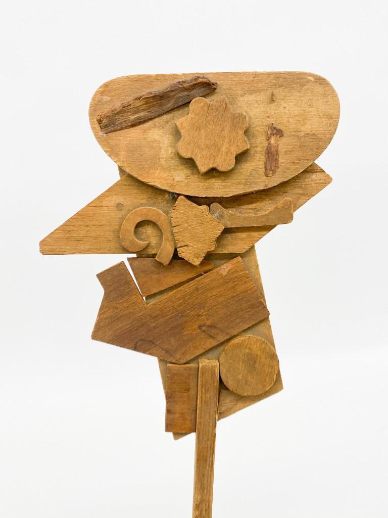 Vintage Folk Art Wooden Sculpture Puppet: Vintage Folk Art Wooden Sculpture Puppet. Approx. 13 in. x 6 in. x 0.75. in.