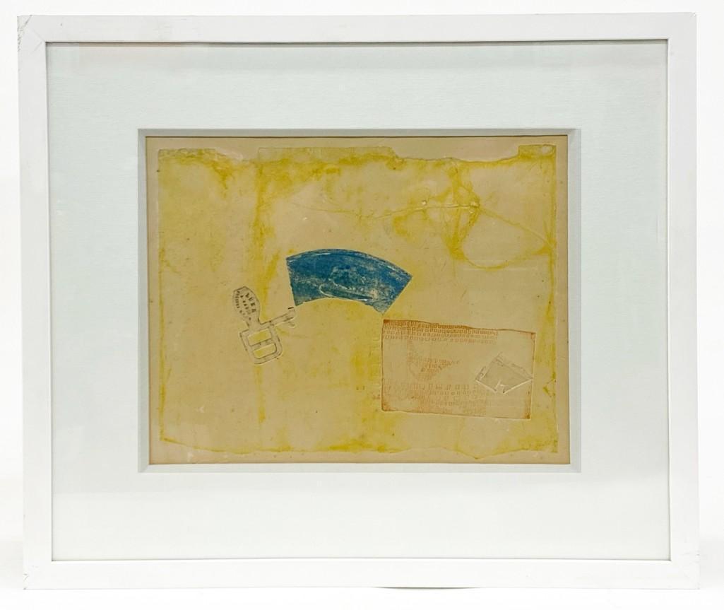 Artist Unknown Framed Print Yellow: Artist Unknown, Framed Print / Collage / Rubbing. "Paris" is seen in one of the rubbings. Visible: Approx. 10 in. x 12 in. Overall: Approx. 17 in. x 20 in. Weight 4 lbs. 7 oz.