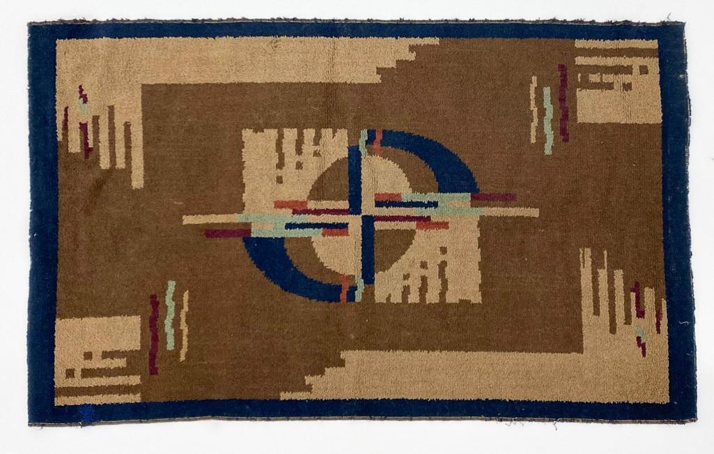 Vintage Art Deco Rug: Approx. 56 in x 36 in.
